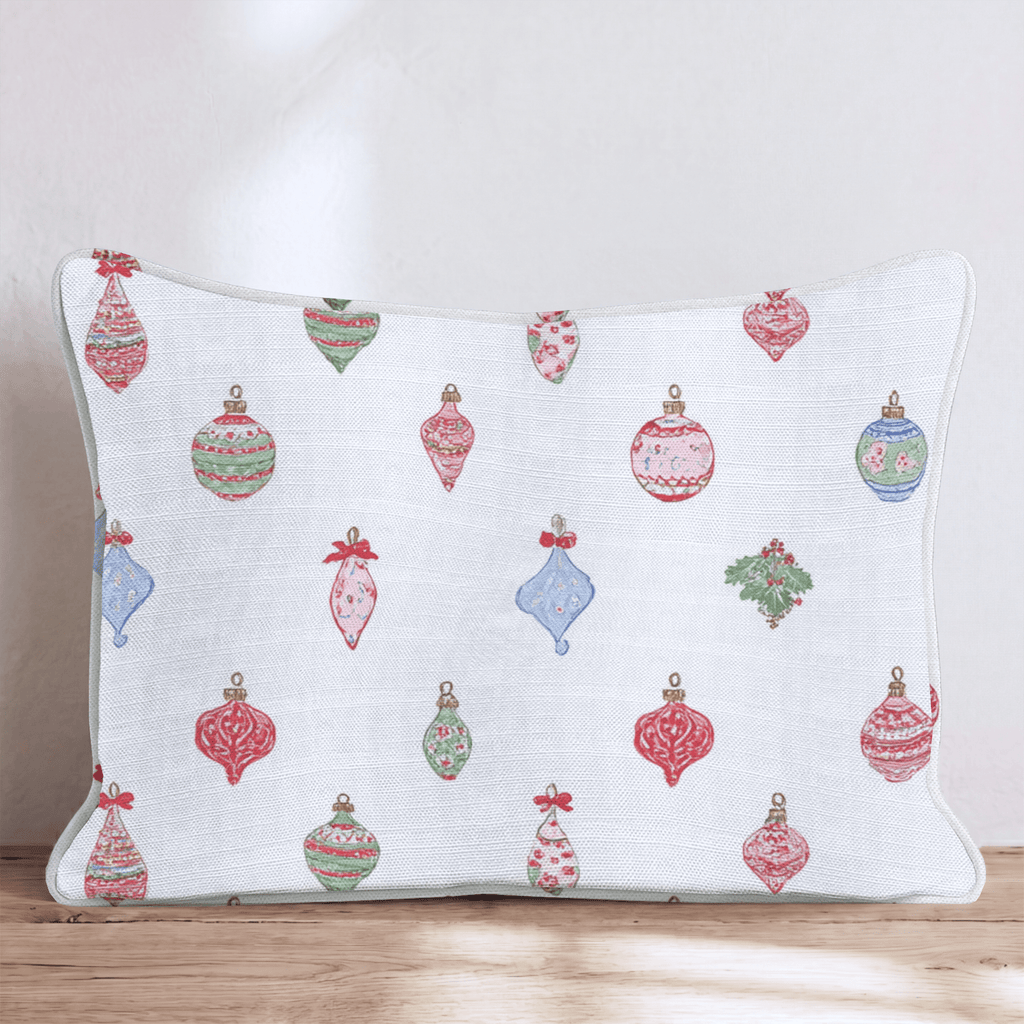 Ornament Ditsy White Throw Pillow - Hillcroft Home