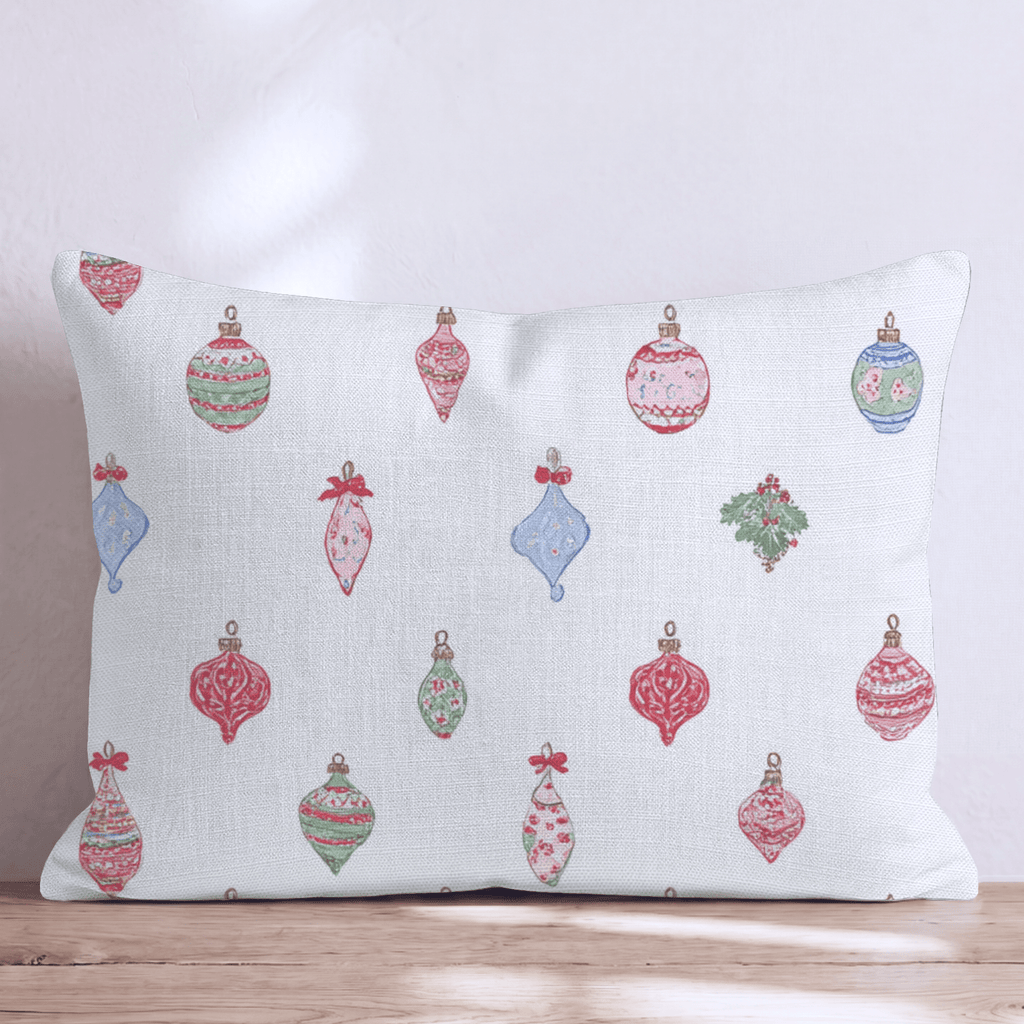 Ornament Ditsy White Throw Pillow - Hillcroft Home