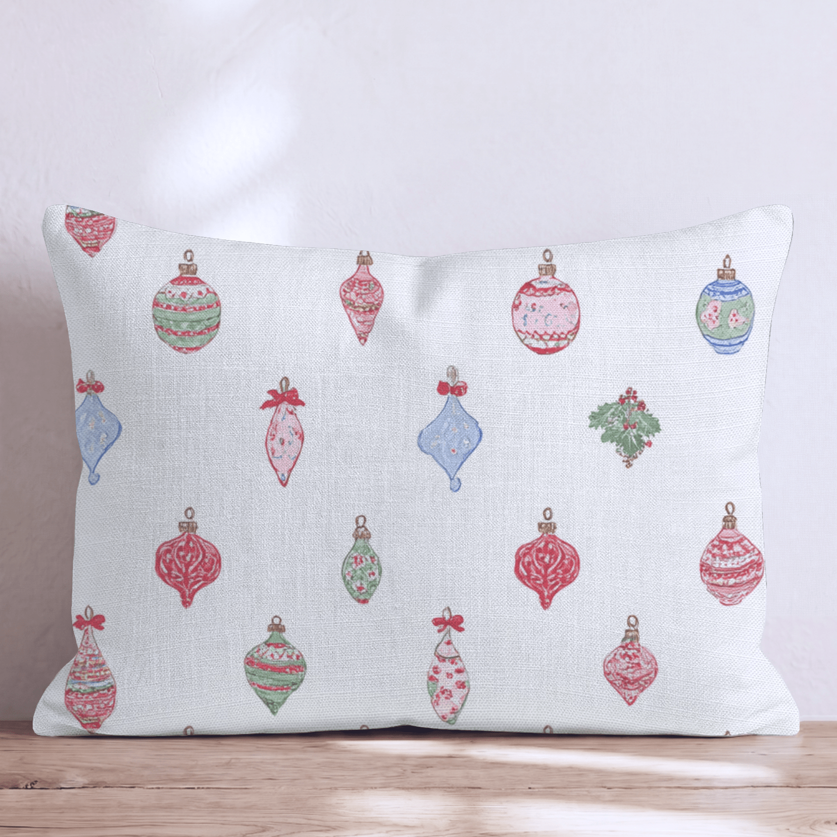 Ornament Ditsy White Throw Pillow - Hillcroft Home
