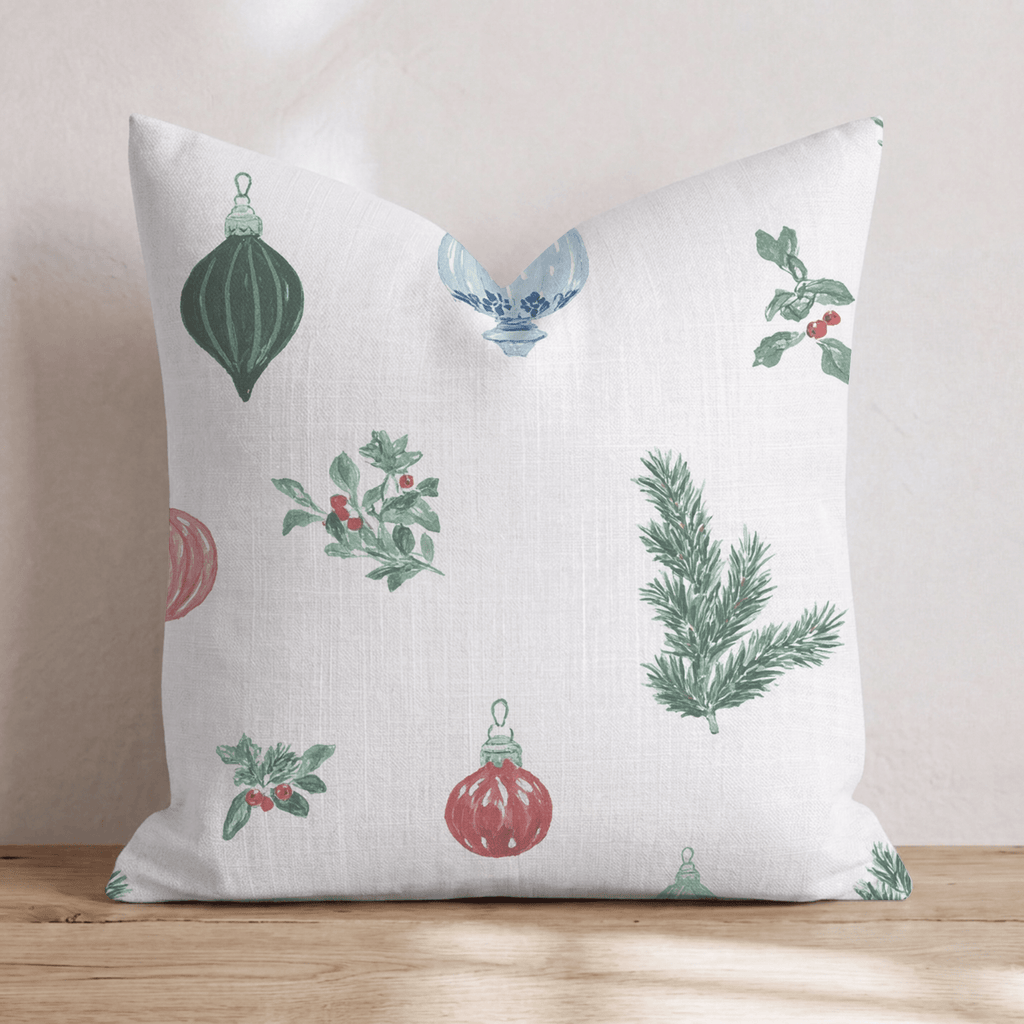 Ornament Sprig Airy Cream Throw Pillow - Hillcroft Home