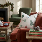 Ornament Sprig Airy Cream Throw Pillow - Hillcroft Home