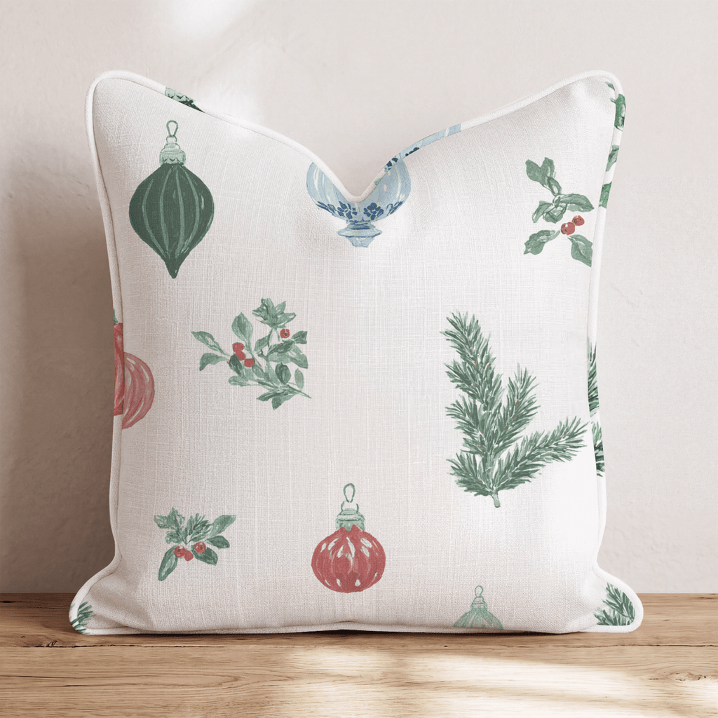 Ornament Sprig Airy Cream Throw Pillow - Hillcroft Home