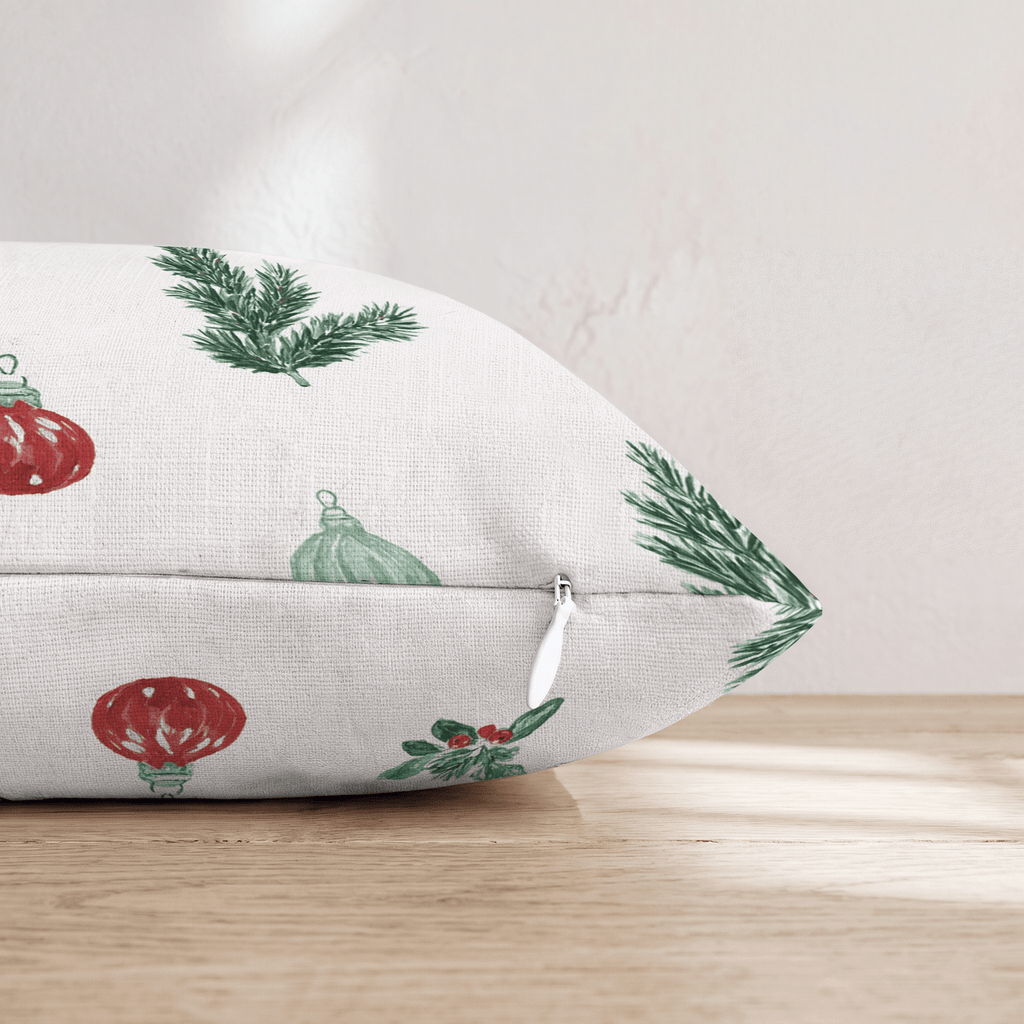 Ornament Sprig Airy Cream Throw Pillow - Hillcroft Home