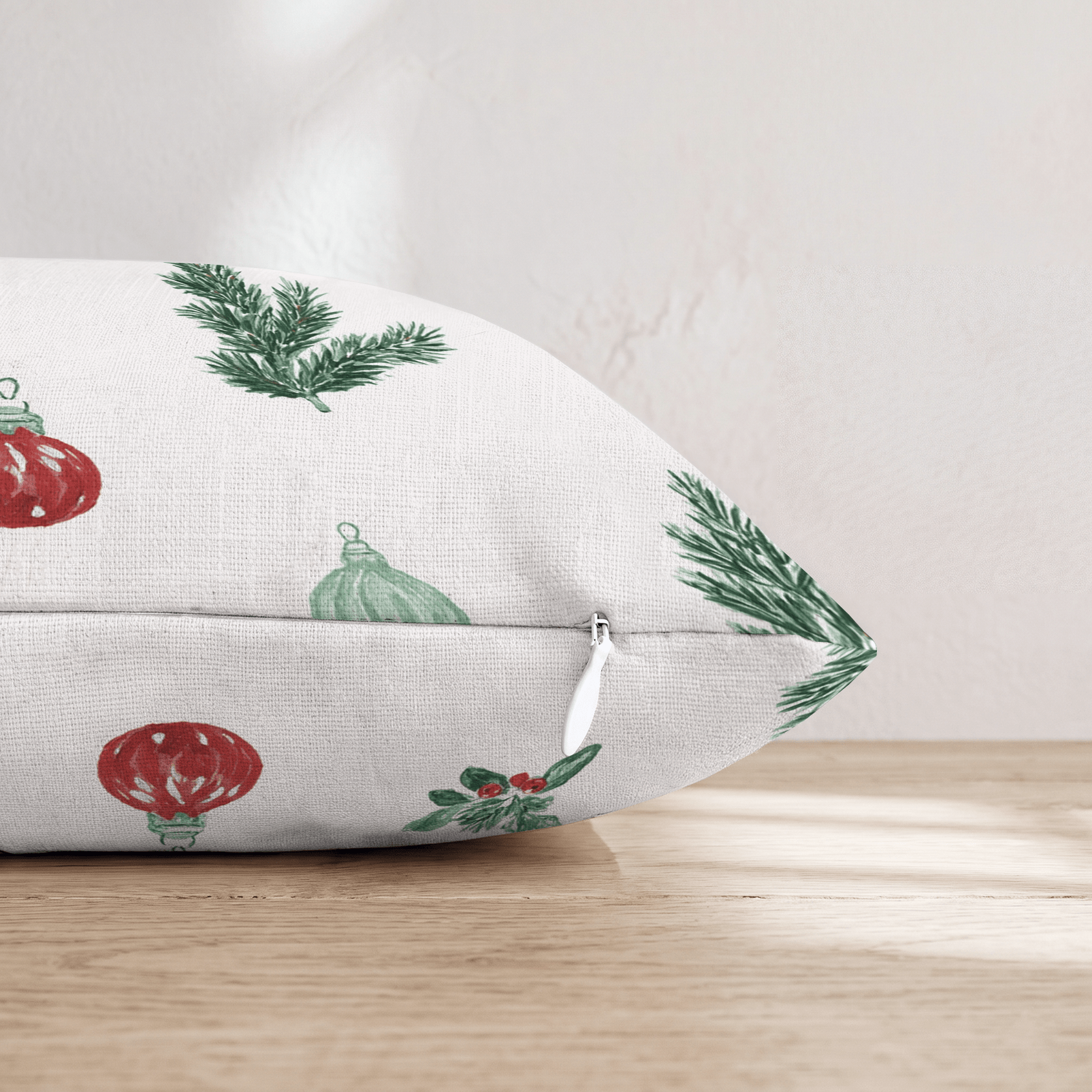 Ornament Sprig Airy Cream Throw Pillow - Hillcroft Home
