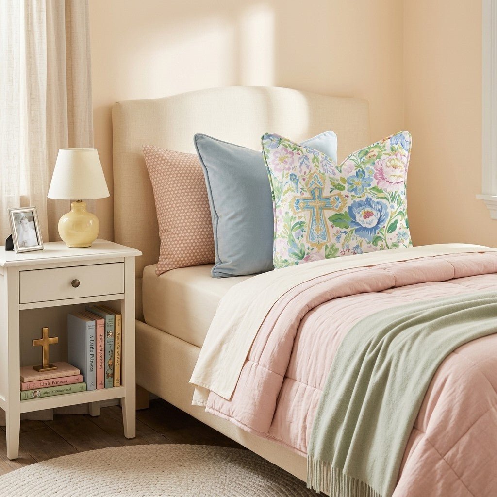 Ornate Cross Garden Throw Pillow - Hillcroft Home