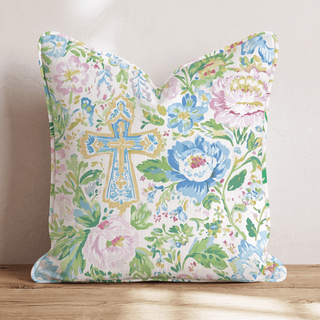 Ornate Cross Garden Throw Pillow - Hillcroft Home