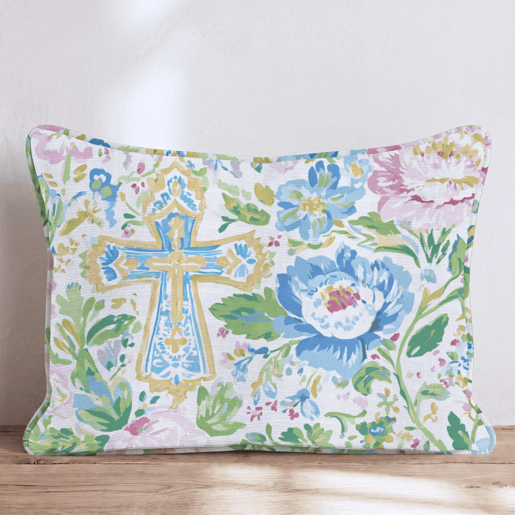 Ornate Cross Garden Throw Pillow - Hillcroft Home