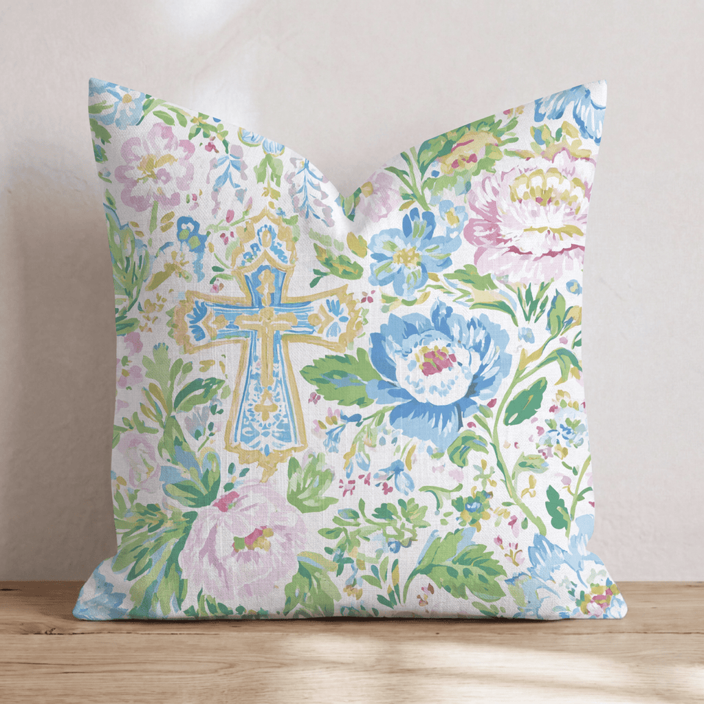 Ornate Cross Garden Throw Pillow - Hillcroft Home