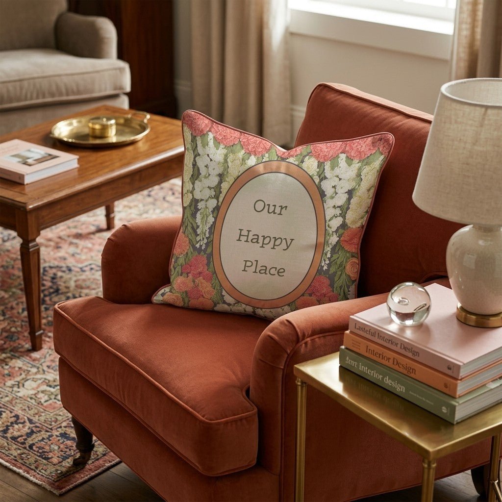 Our Happy Place Throw Pillow - Hillcroft Home