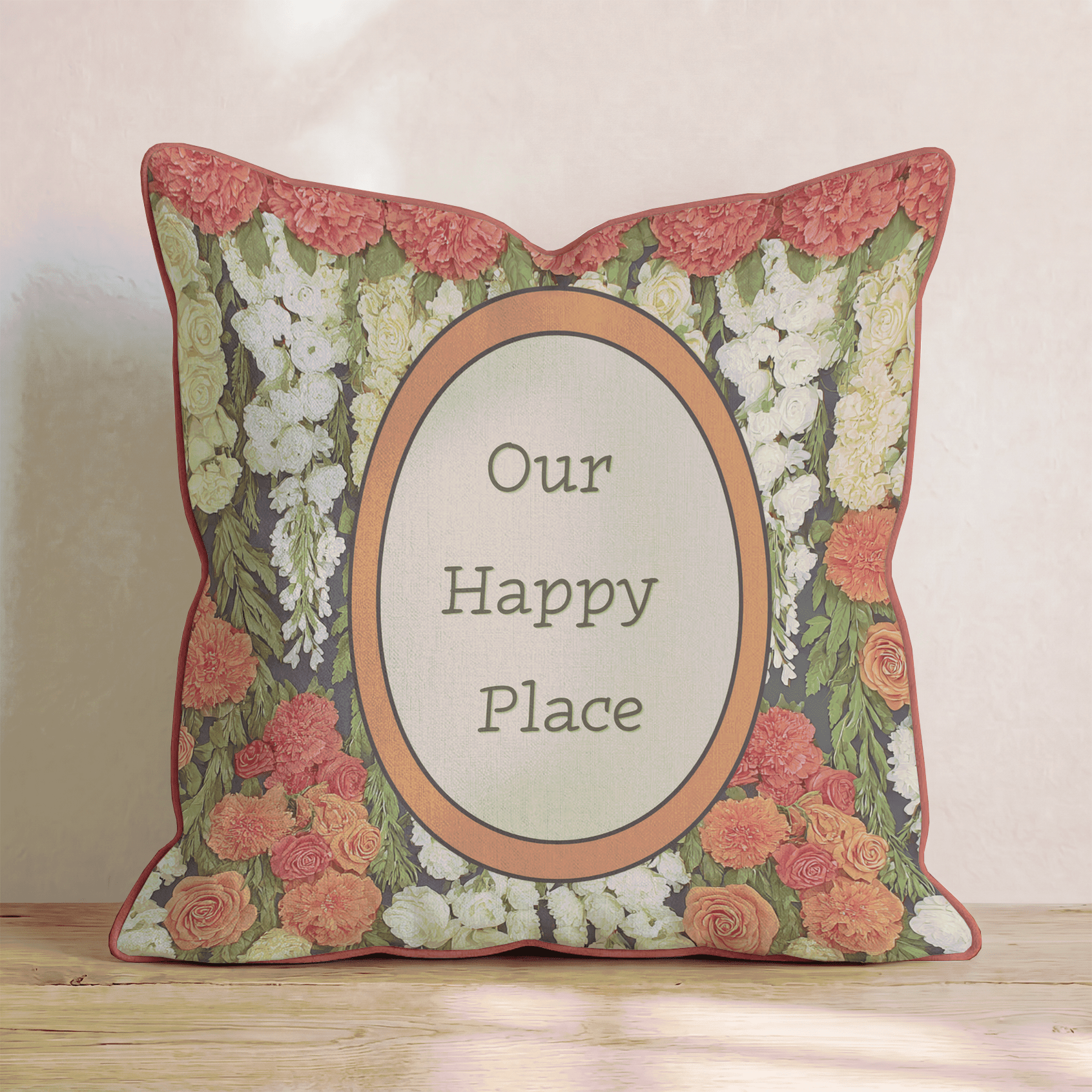 Our Happy Place Throw Pillow - Hillcroft Home