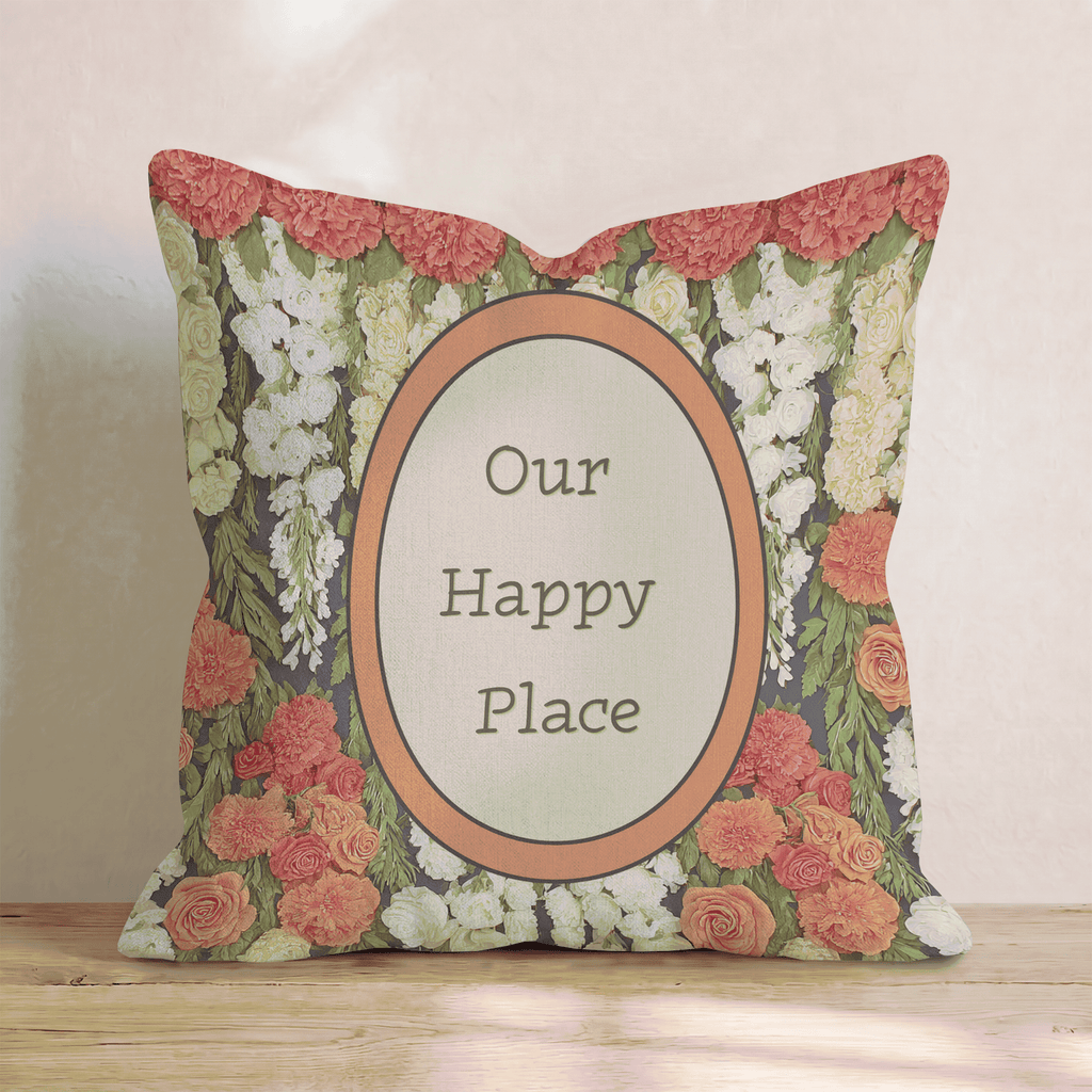 Our Happy Place Throw Pillow - Hillcroft Home