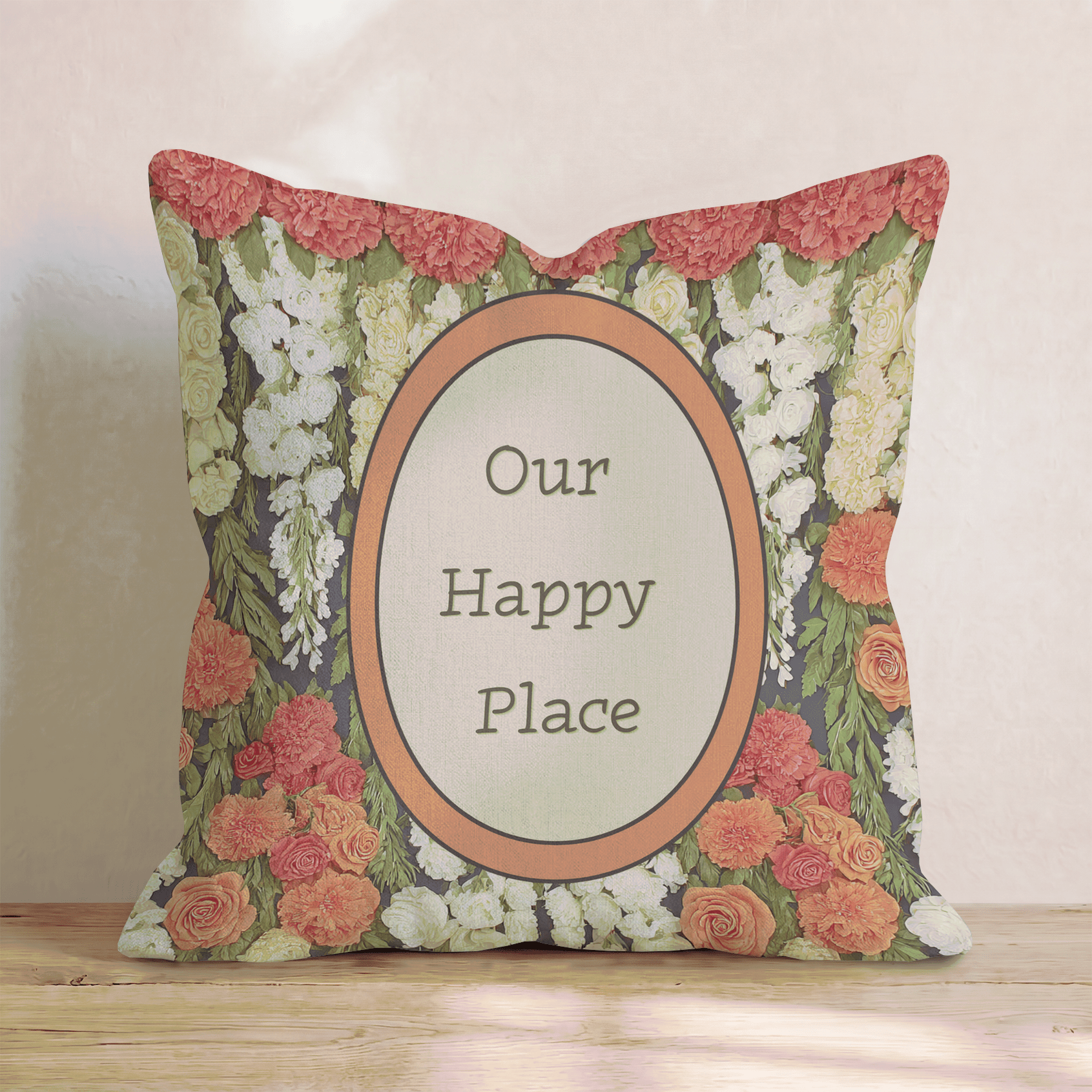 Our Happy Place Throw Pillow - Hillcroft Home