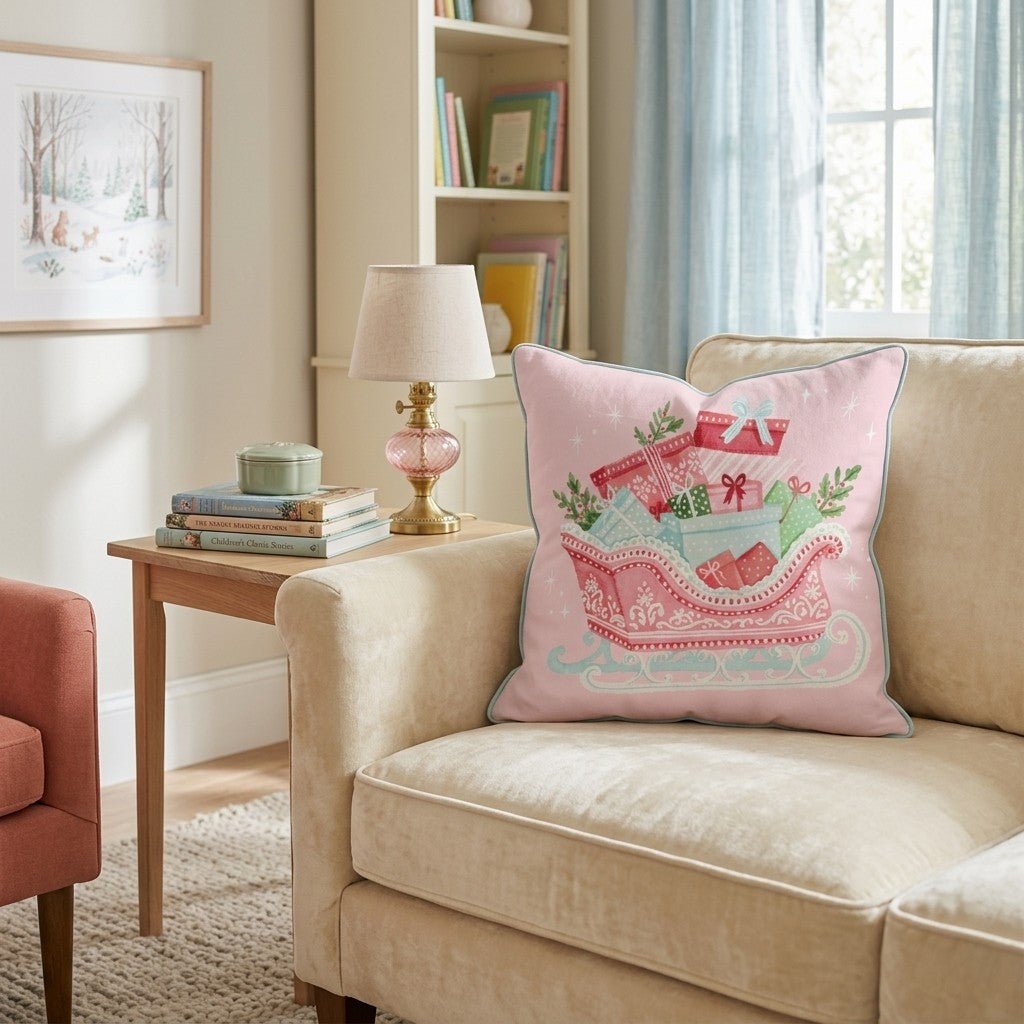 Overflowing Gift Sleigh Throw Pillow - Hillcroft Home