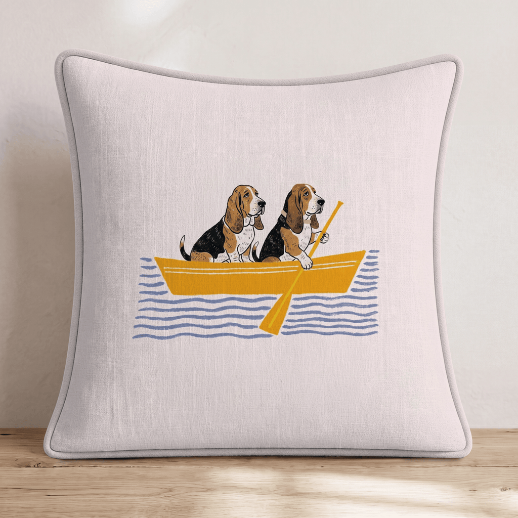 Paddle Basset Hounds Throw Pillow - Hillcroft Home