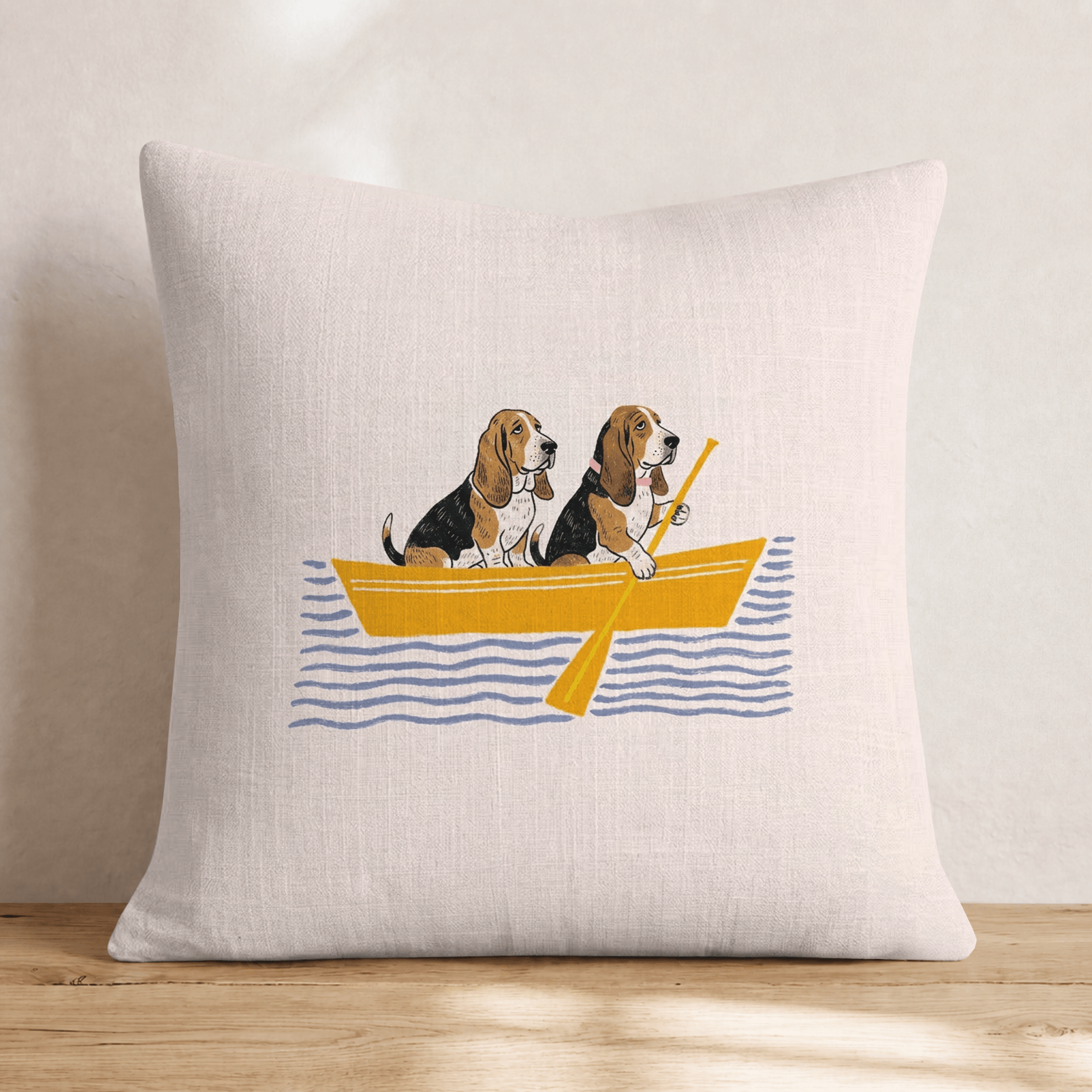 Paddle Basset Hounds Throw Pillow - Hillcroft Home