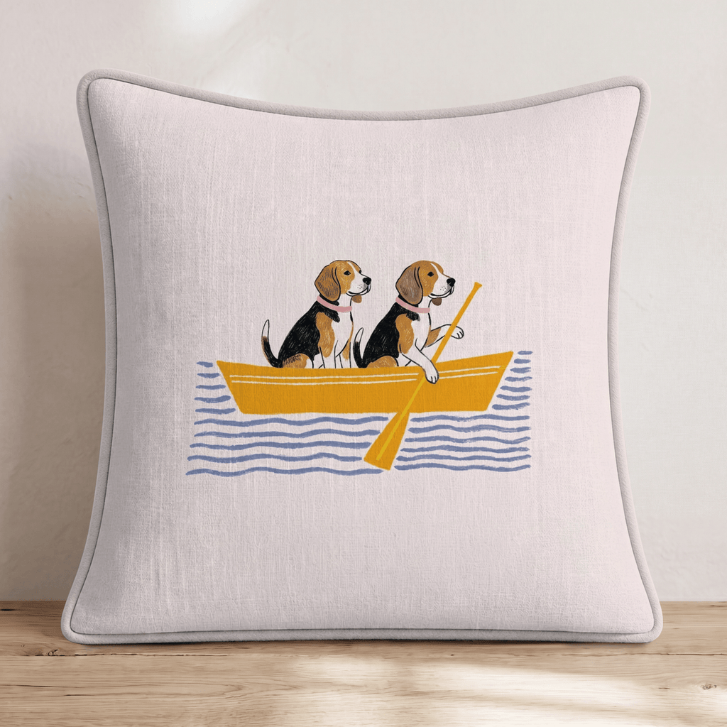 Paddle Beagles Throw Pillow - Hillcroft Home