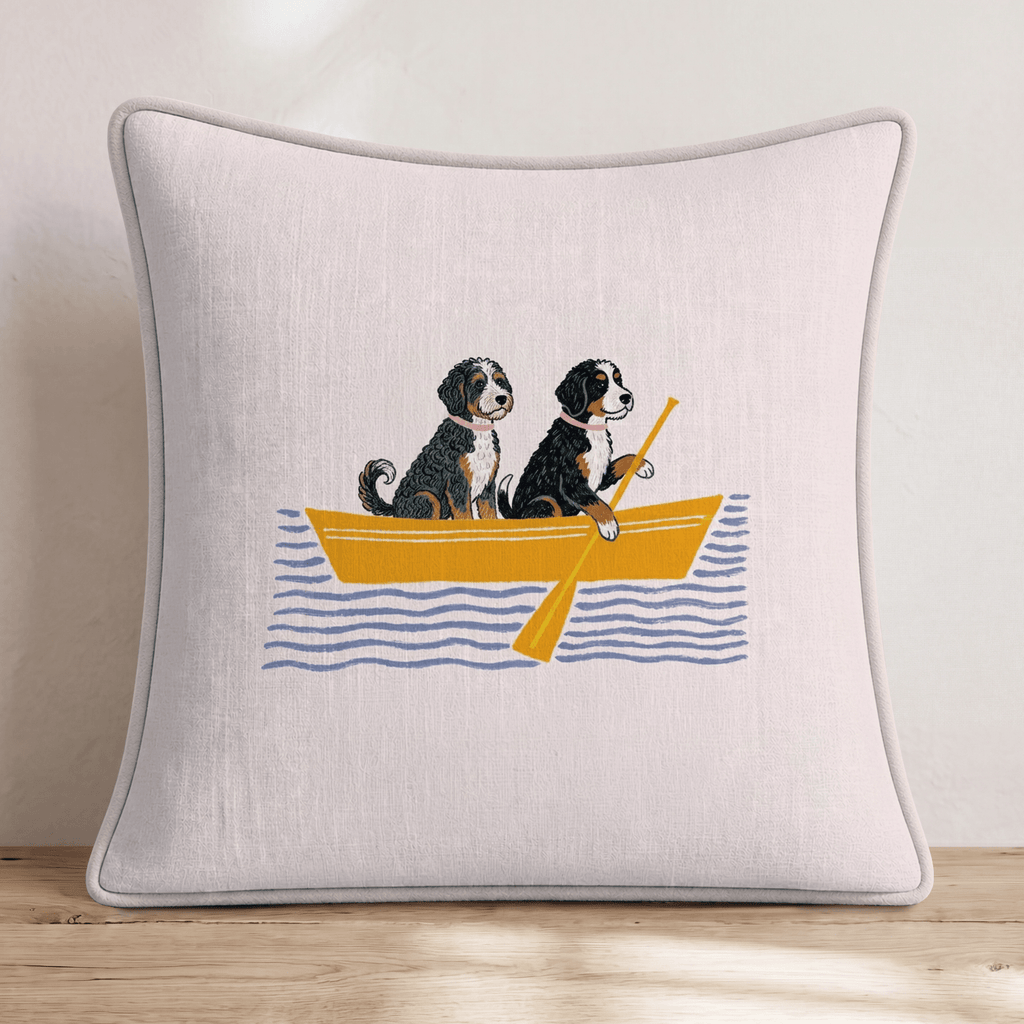 Paddle Bernedoodles Throw Pillow - Hillcroft Home
