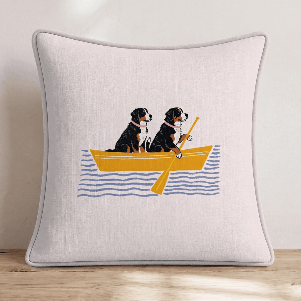 Paddle Bernese Mountain Dogs Throw Pillow - Hillcroft Home