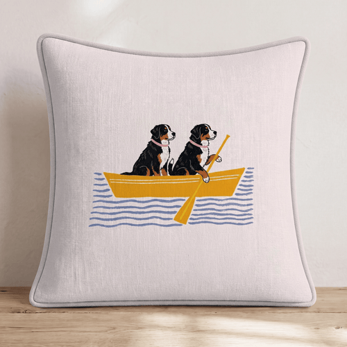 Paddle Bernese Mountain Dogs Throw Pillow - Hillcroft Home