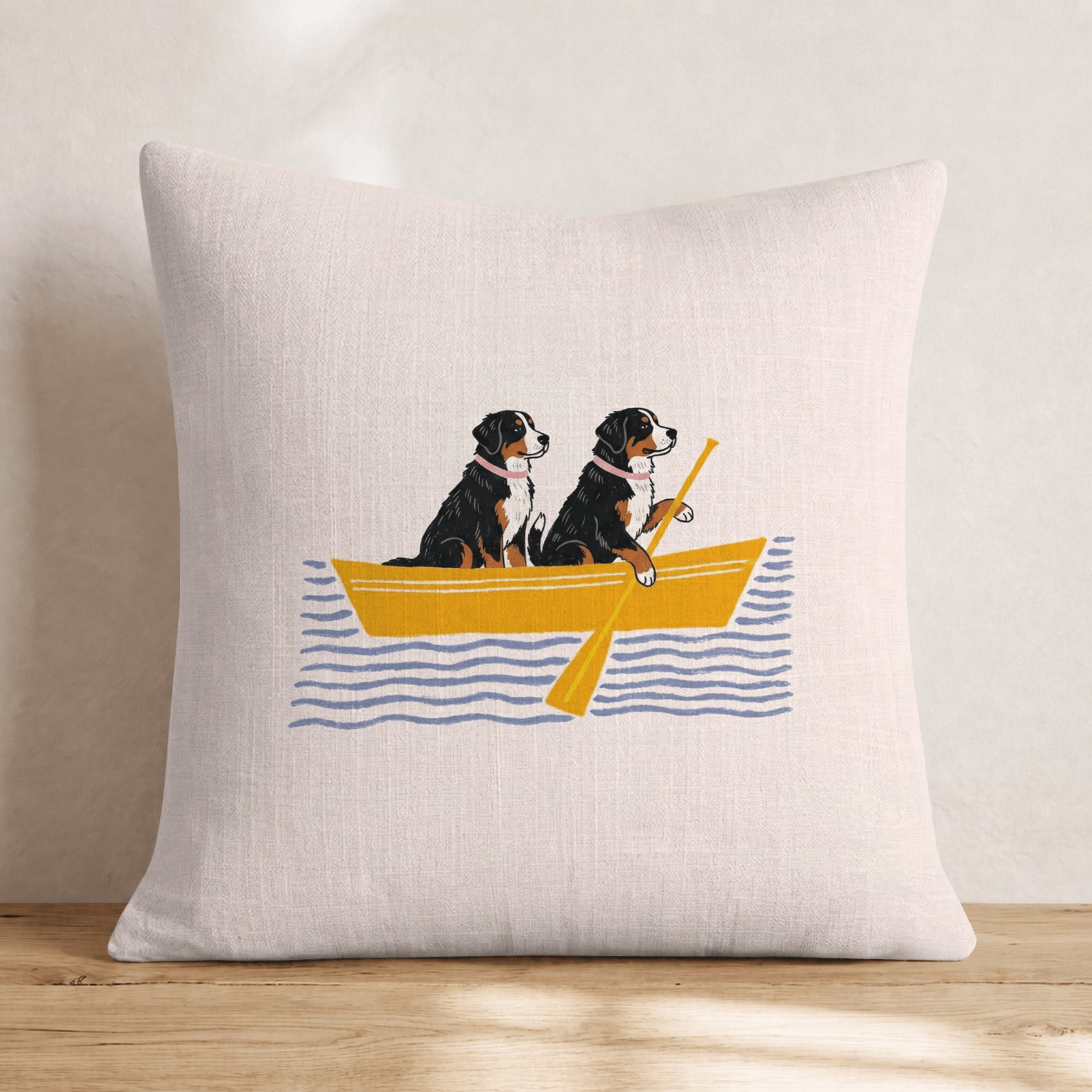 Paddle Bernese Mountain Dogs Throw Pillow - Hillcroft Home