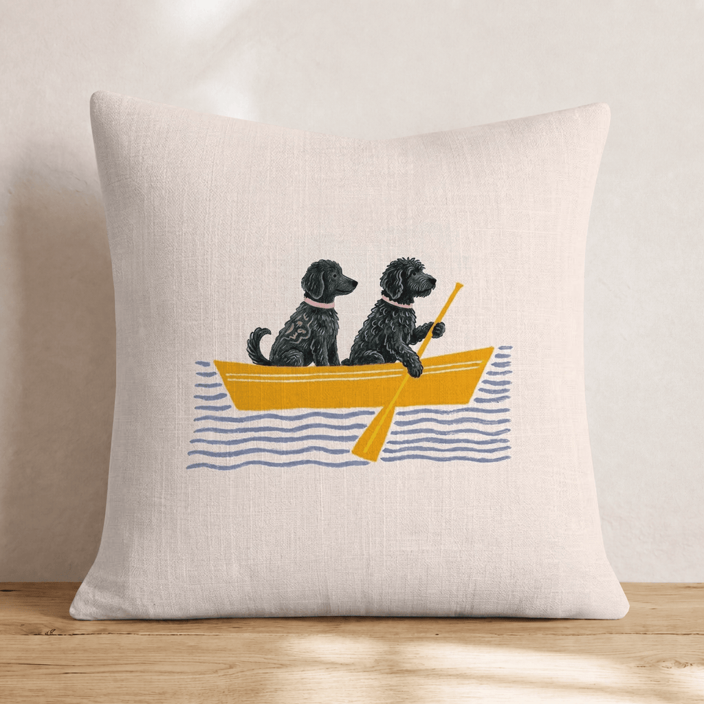 Paddle Black Doodles Throw Pillow - Hillcroft Home