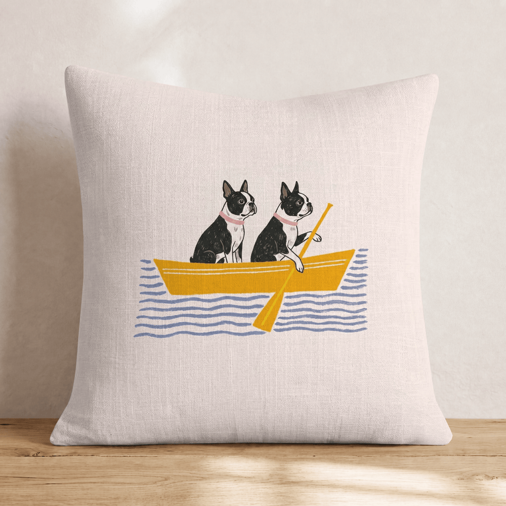 Paddle Boston Terriers Throw Pillow - Hillcroft Home