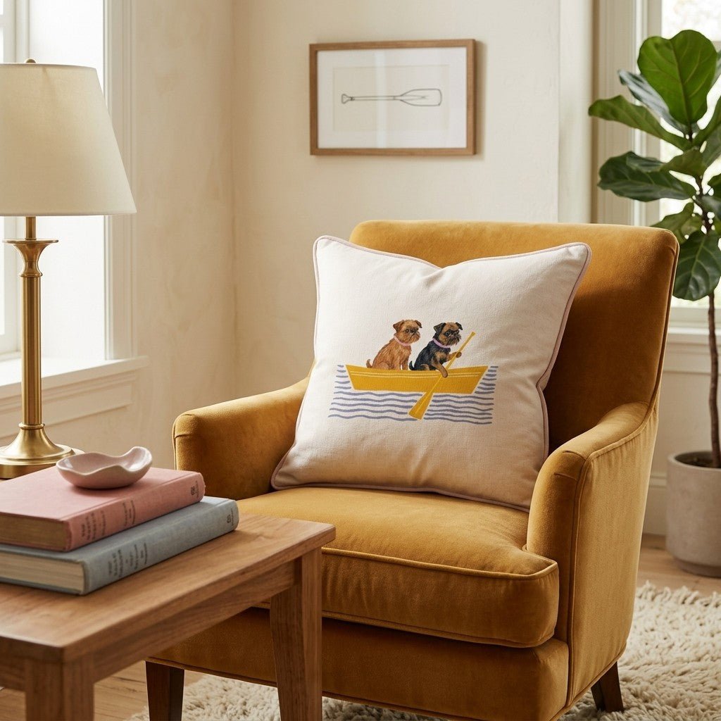 Paddle Brussels Griffons Throw Pillow - Hillcroft Home