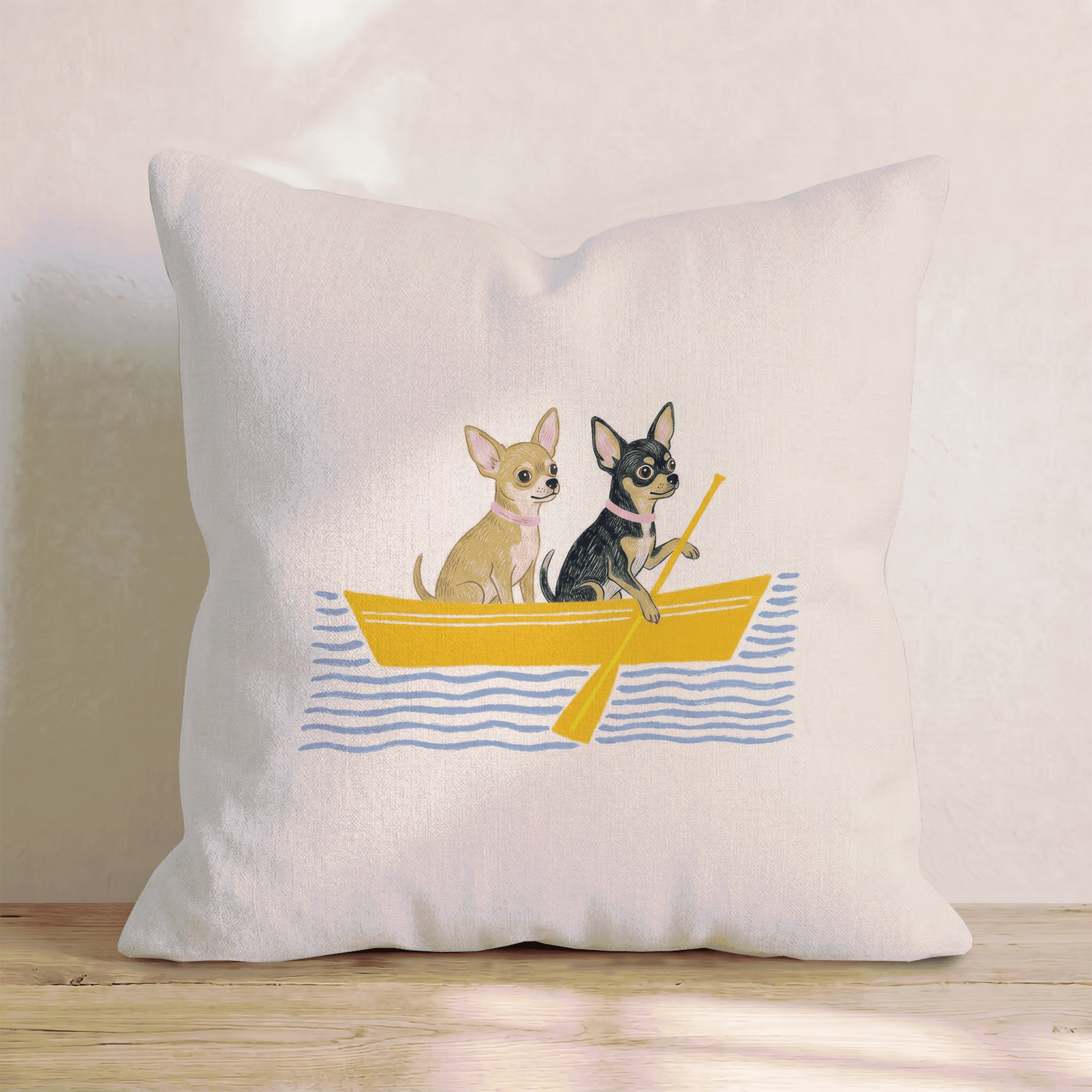 Paddle Chihuahuas Throw Pillow - Hillcroft Home