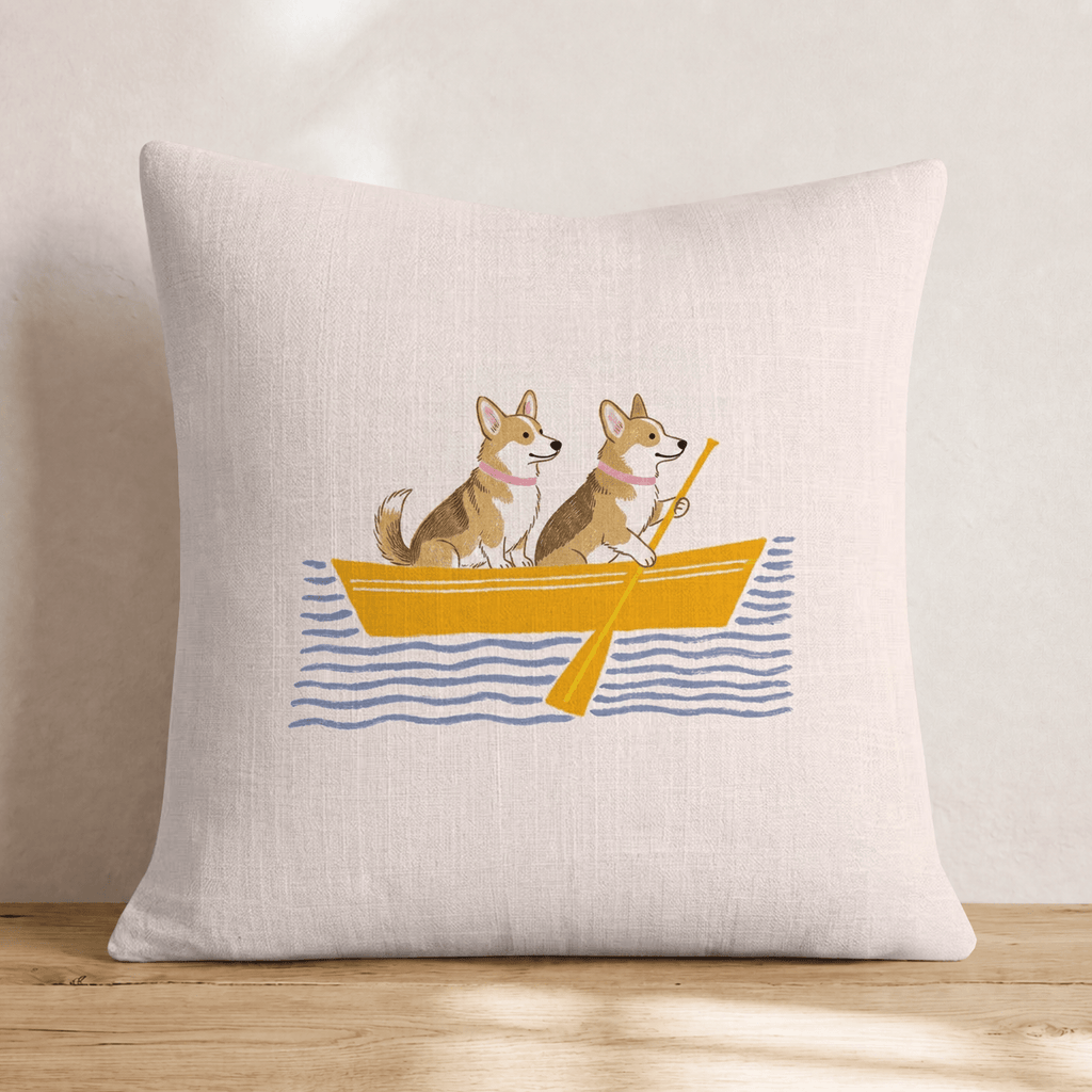 Paddle Corgis Throw Pillow - Hillcroft Home