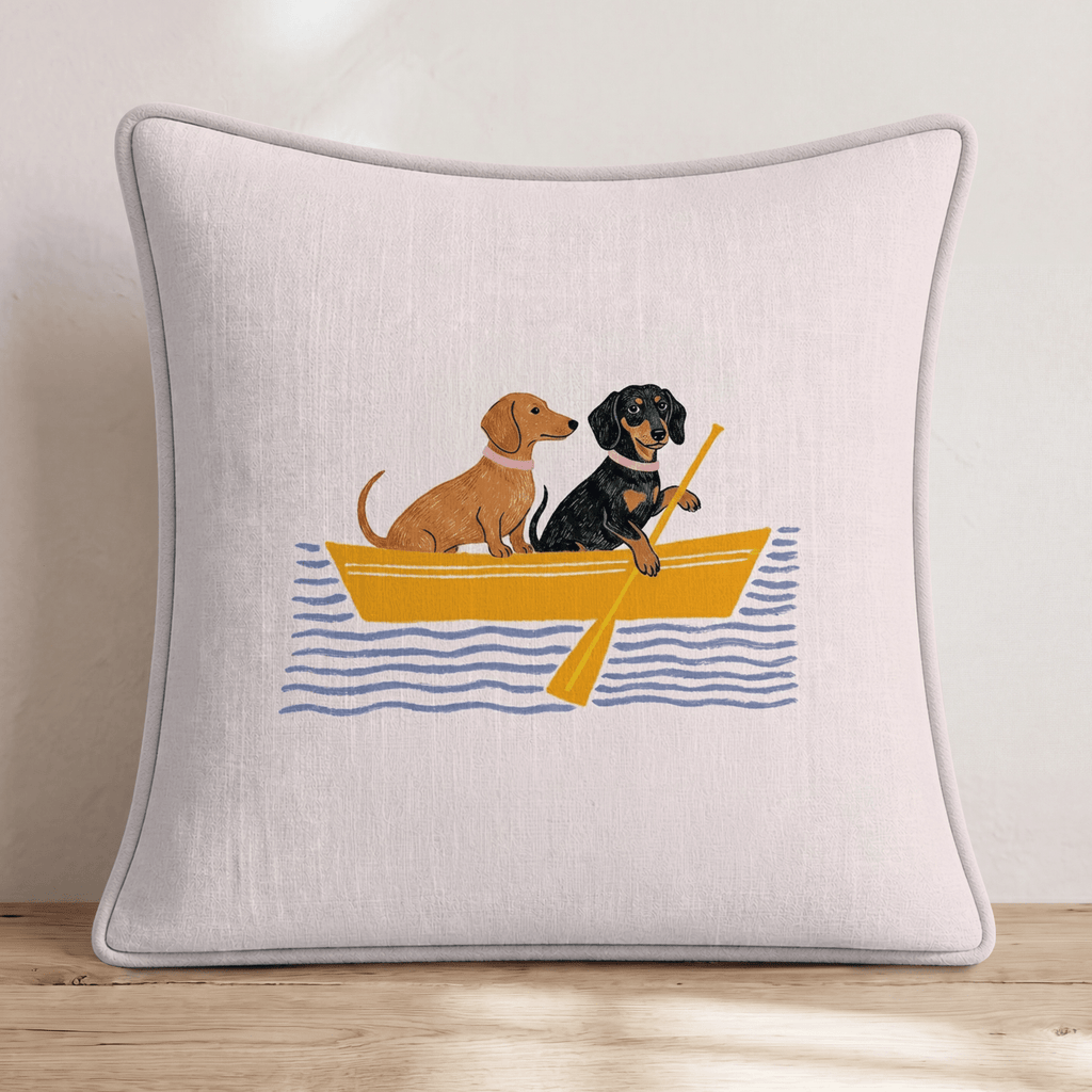 Paddle Dachshunds Throw Pillow - Hillcroft Home