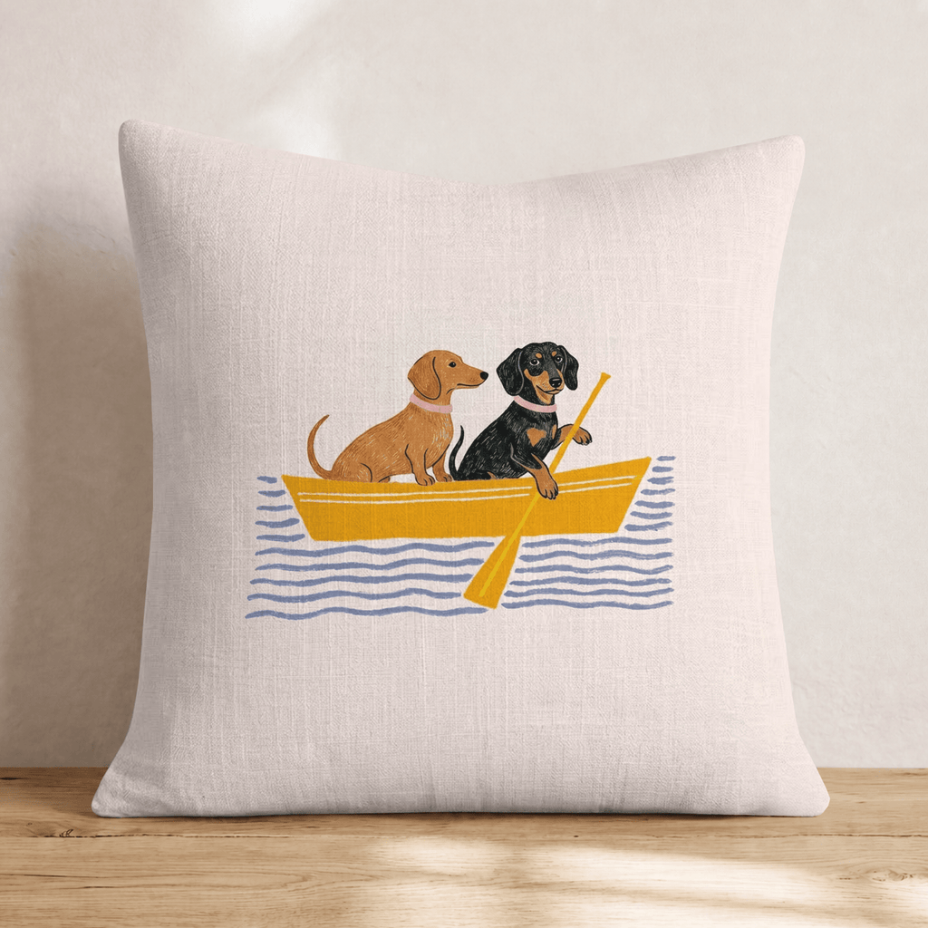 Paddle Dachshunds Throw Pillow - Hillcroft Home