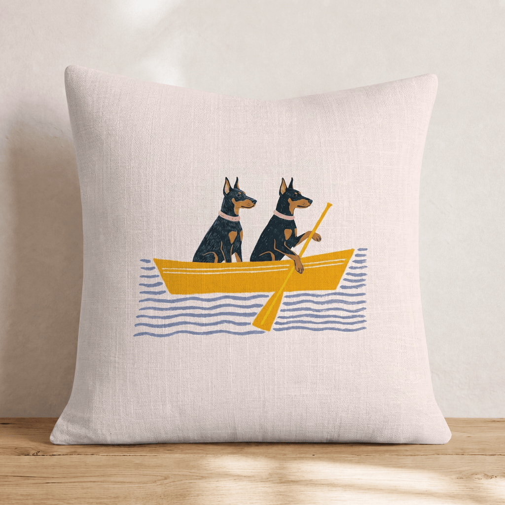 Paddle Dobermans Throw Pillow - Hillcroft Home