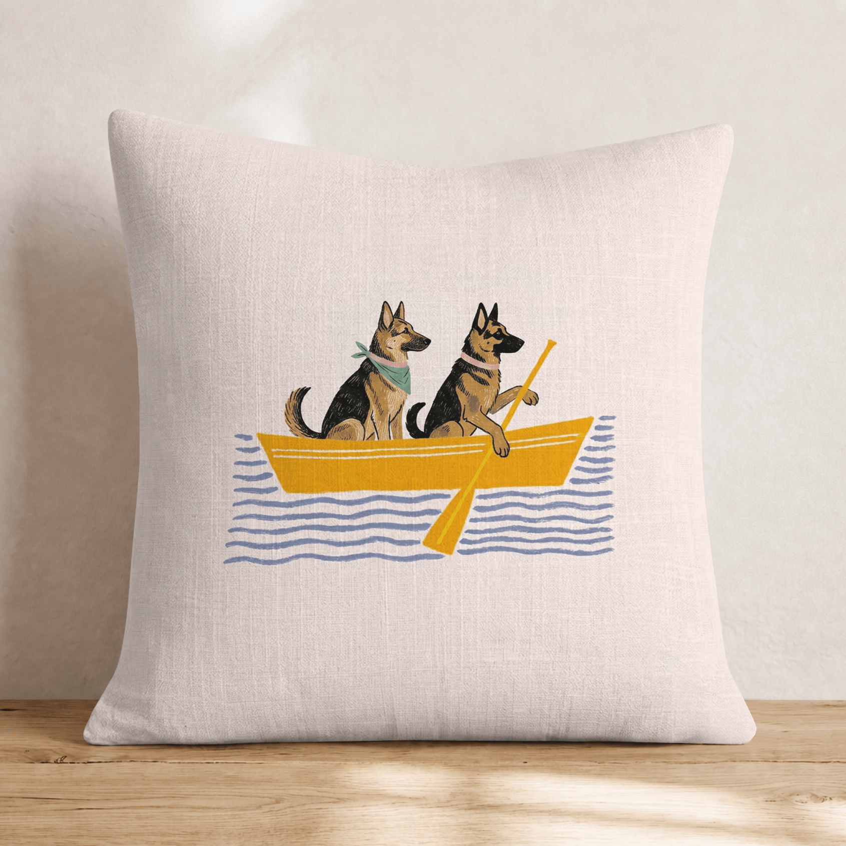 Paddle German Shepherds Throw Pillow - Hillcroft Home