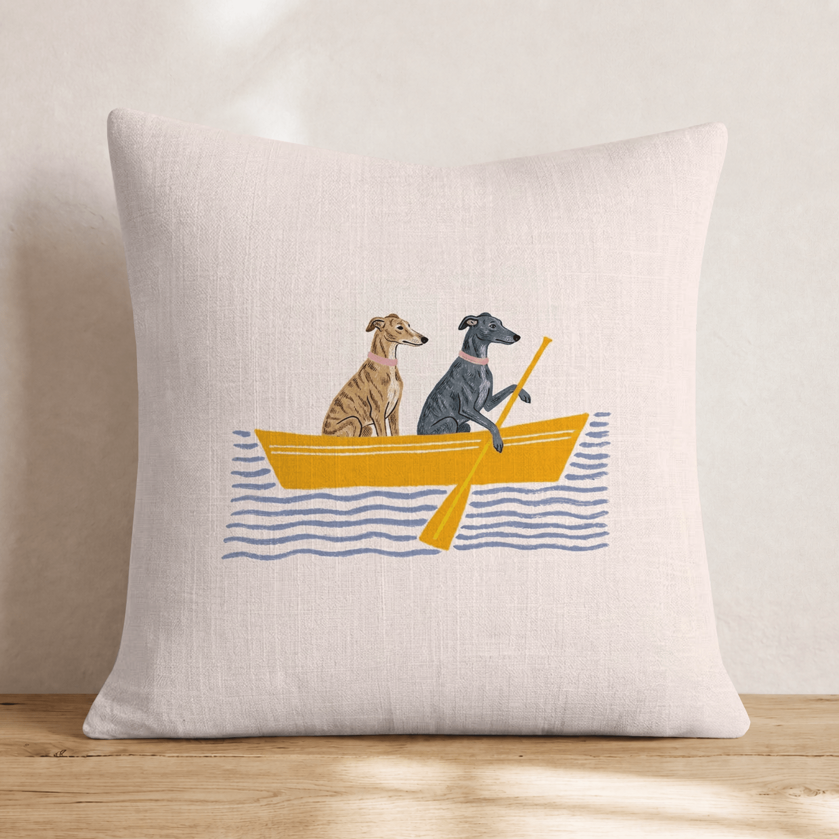 Paddle Greyhounds Throw Pillow - Hillcroft Home
