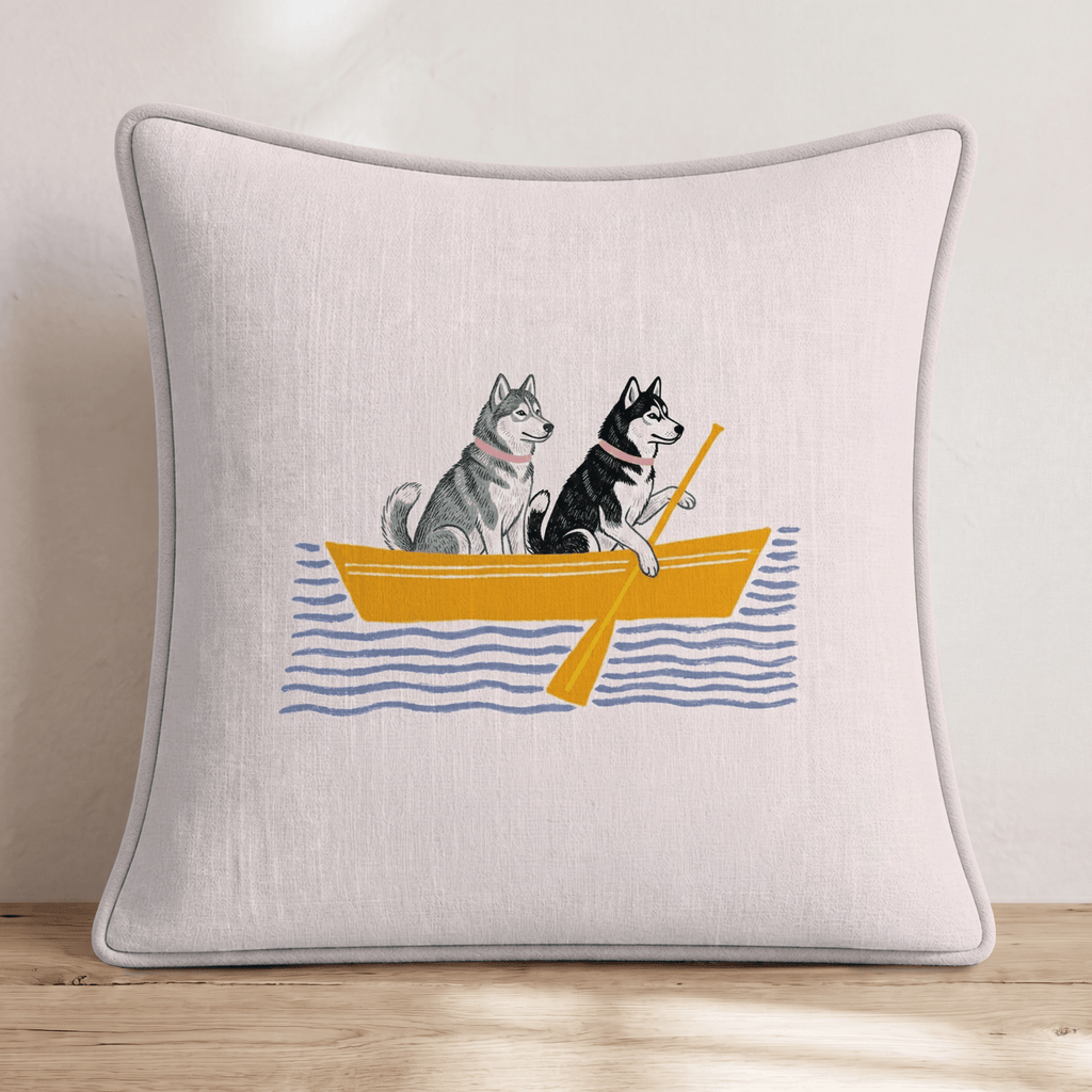 Paddle Huskys Throw Pillow - Hillcroft Home