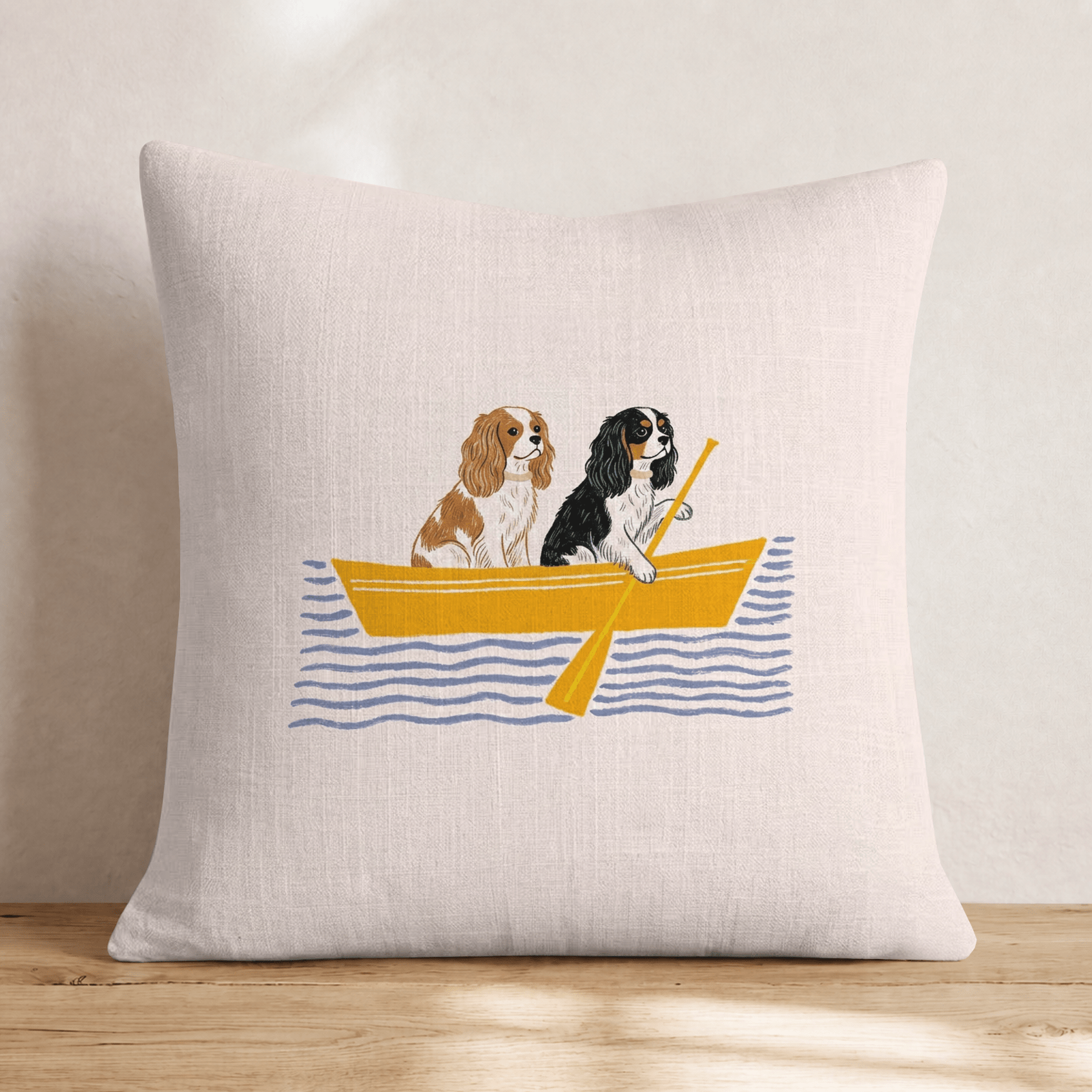 Paddle King Charles Spaniels Throw Pillow - Hillcroft Home