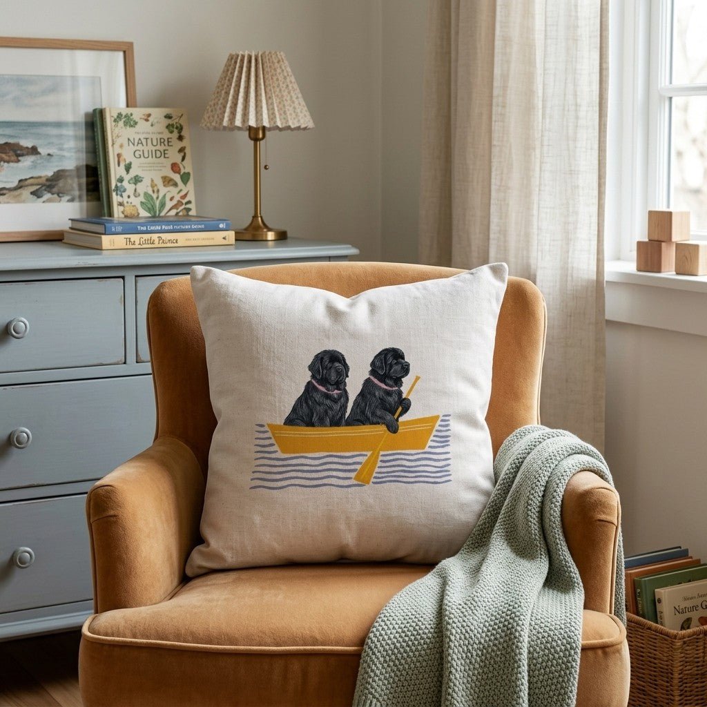 Paddle Newfoundlands Throw Pillow - Hillcroft Home