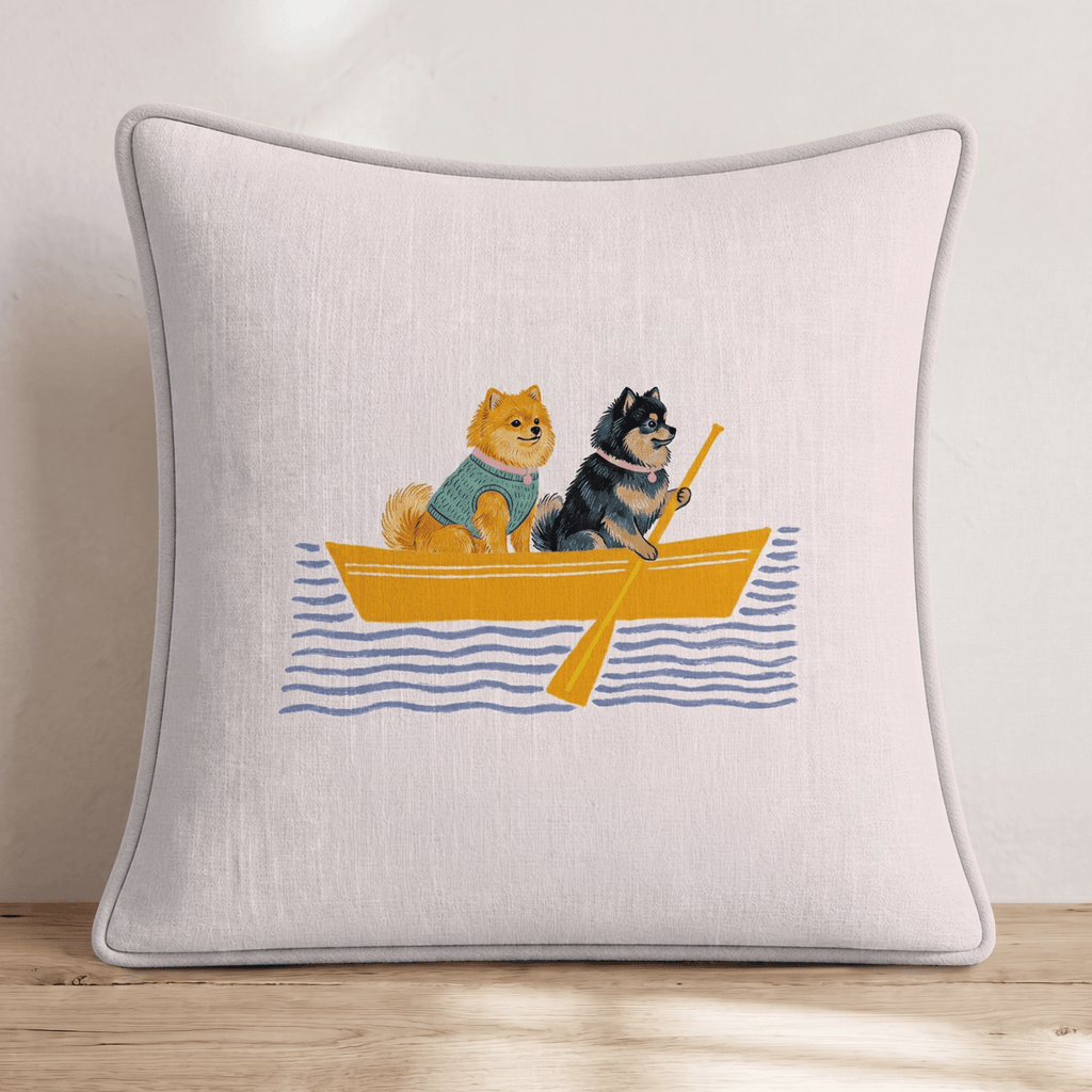 Paddle Pomeranians Throw Pillow - Hillcroft Home