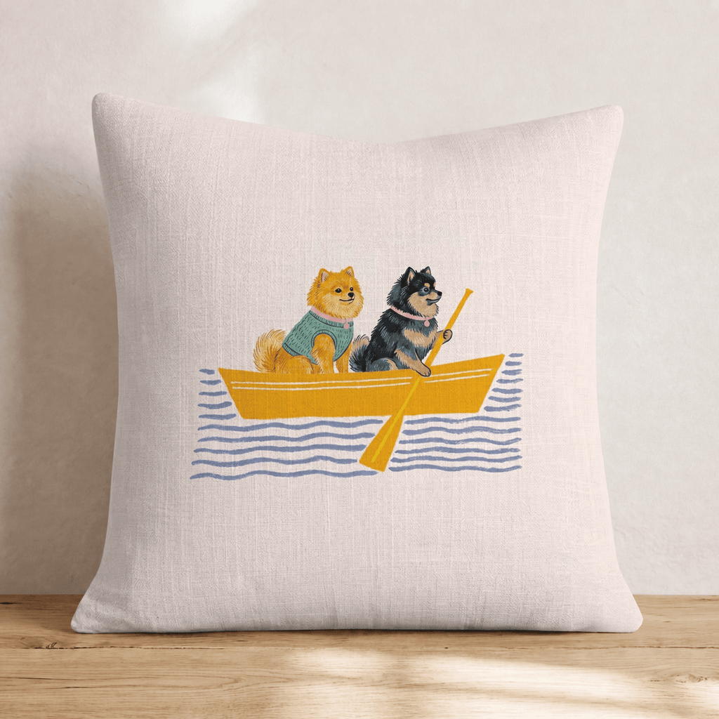 Paddle Pomeranians Throw Pillow - Hillcroft Home