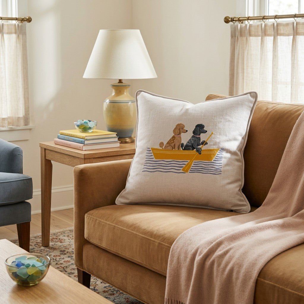 Paddle Poodles Throw Pillow - Hillcroft Home