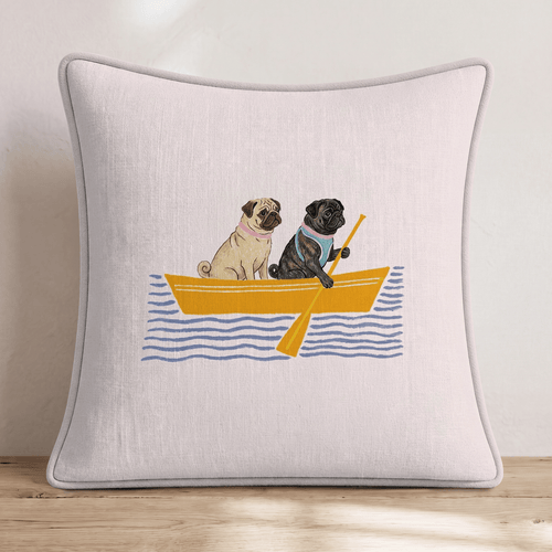 Paddle Pugs Throw Pillow - Hillcroft Home