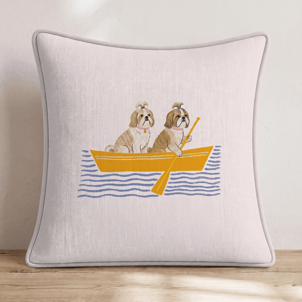 Paddle Shih Tzus Throw Pillow - Hillcroft Home
