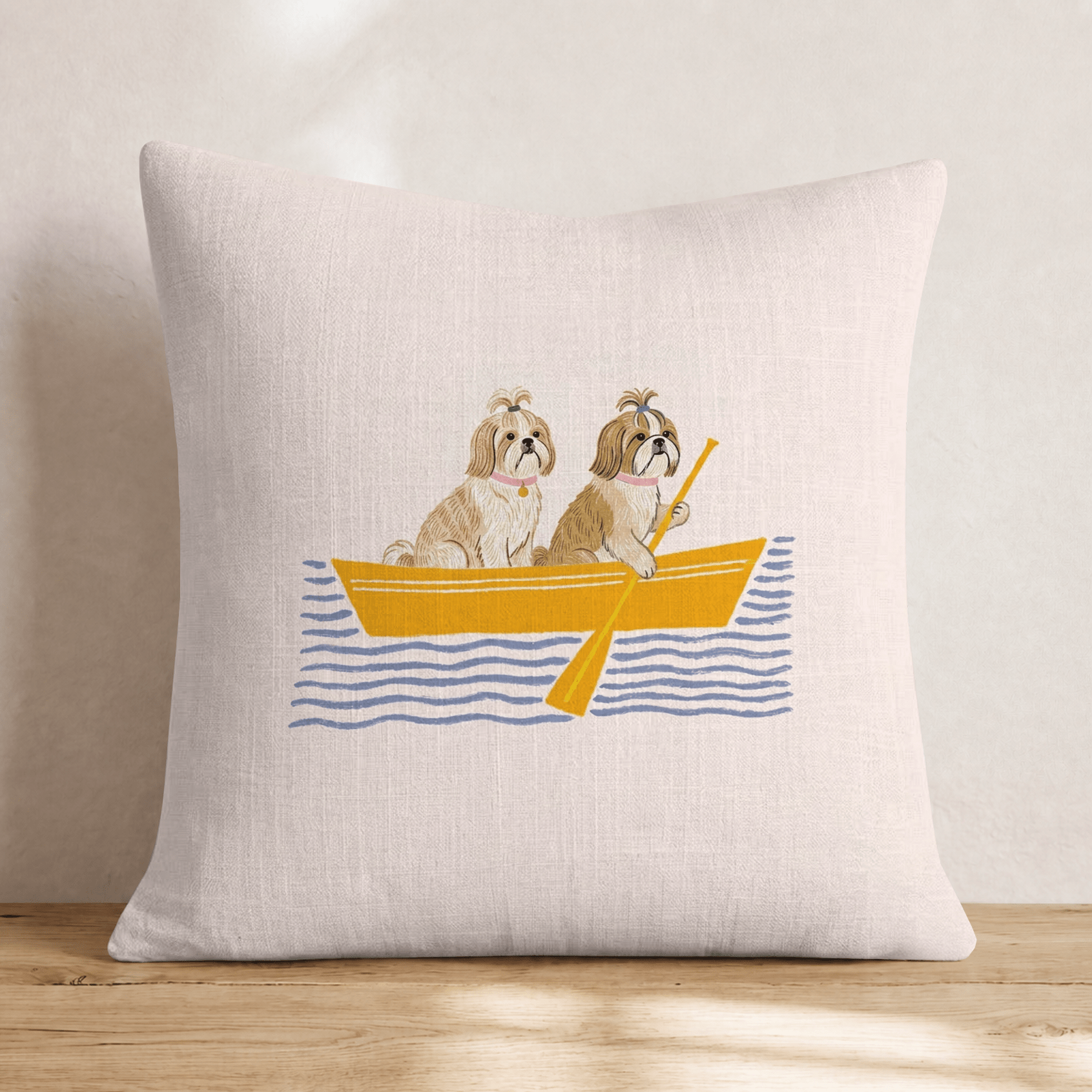 Paddle Shih Tzus Throw Pillow - Hillcroft Home