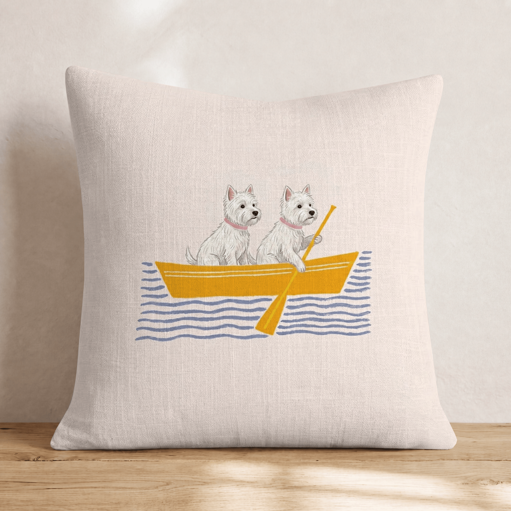 Paddle West Highland Terriers Throw Pillow - Hillcroft Home