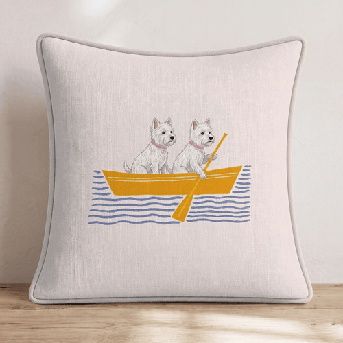 Paddle West Highland Terriers Throw Pillow - Hillcroft Home