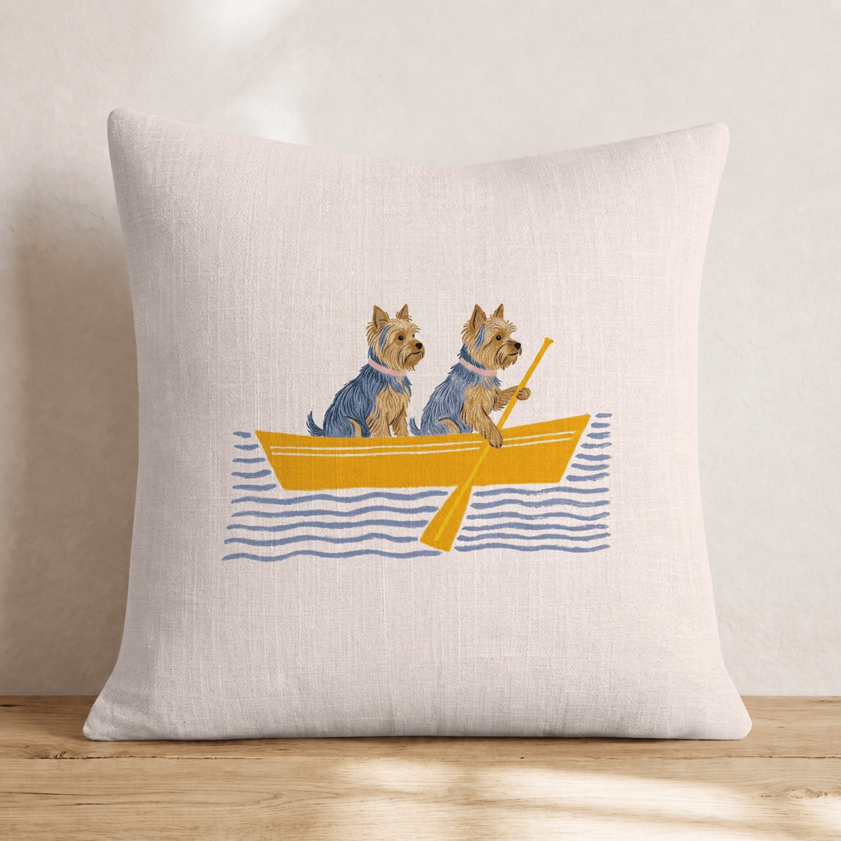 Paddle Yorkies Throw Pillow - Hillcroft Home