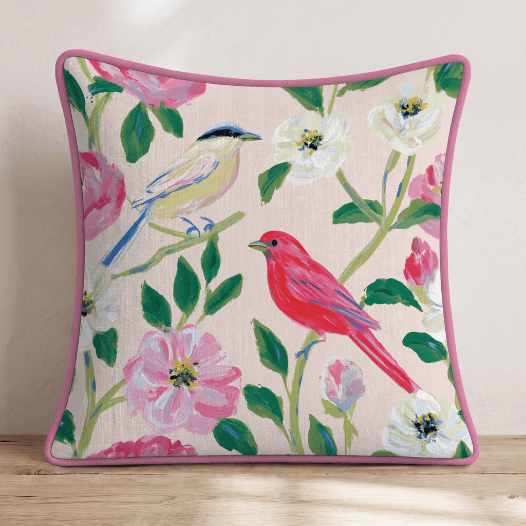 Painted Birds Throw Pillow - Hillcroft Home