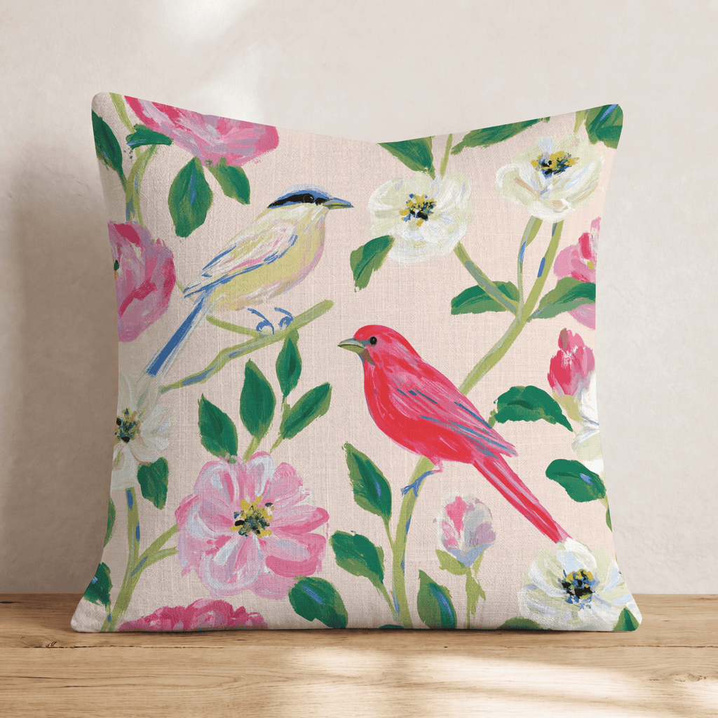 Painted Birds Throw Pillow - Hillcroft Home