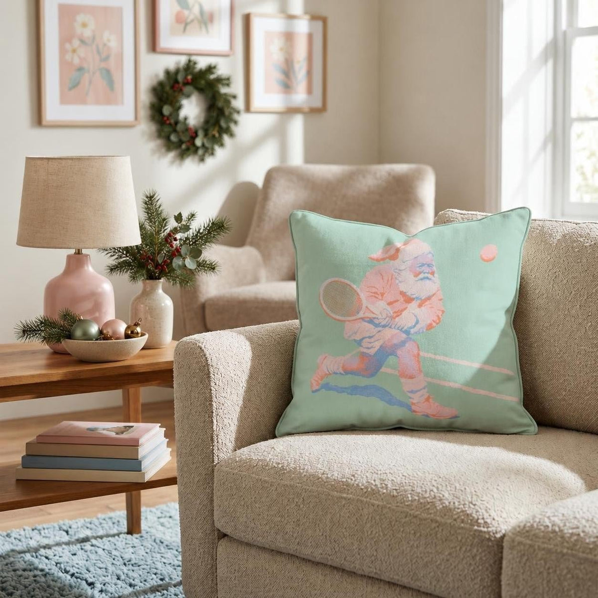Painted Tennis Volley Throw Pillow throw pillow - Hillcroft Home
