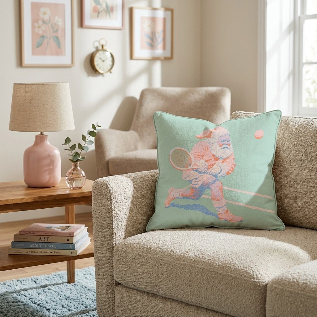 Painted Tennis Volley Throw Pillow - Hillcroft Home